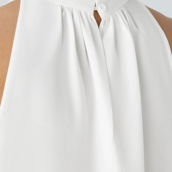 NWT Halara Keyhole Back Halter Blouse - White – L - Picture 2 of 5